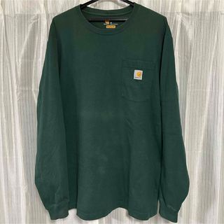 カーハート(carhartt)の【M】【緑】Carhartt カーハート ロンT ワンポイントロゴ 胸ポケット(Tシャツ/カットソー(七分/長袖))