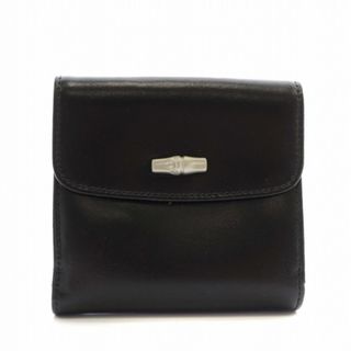 LONGCHAMP - ロンシャン LONGCHAMP 財布 二つ折り レザー 黒 LONGCHAMP - ロンシャン LONGCHAMP 財布 二つ折り レザー 黒