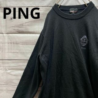 PING - PING 刺繍セーター ゴルフ ロゴ シンプル 黒 人気 Lサイズ