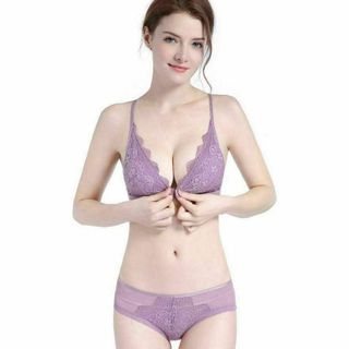 ❣️フロントホック❣️レディース ラジャー レース パッド無し ノンワイヤー(ブラ&ショーツセット)