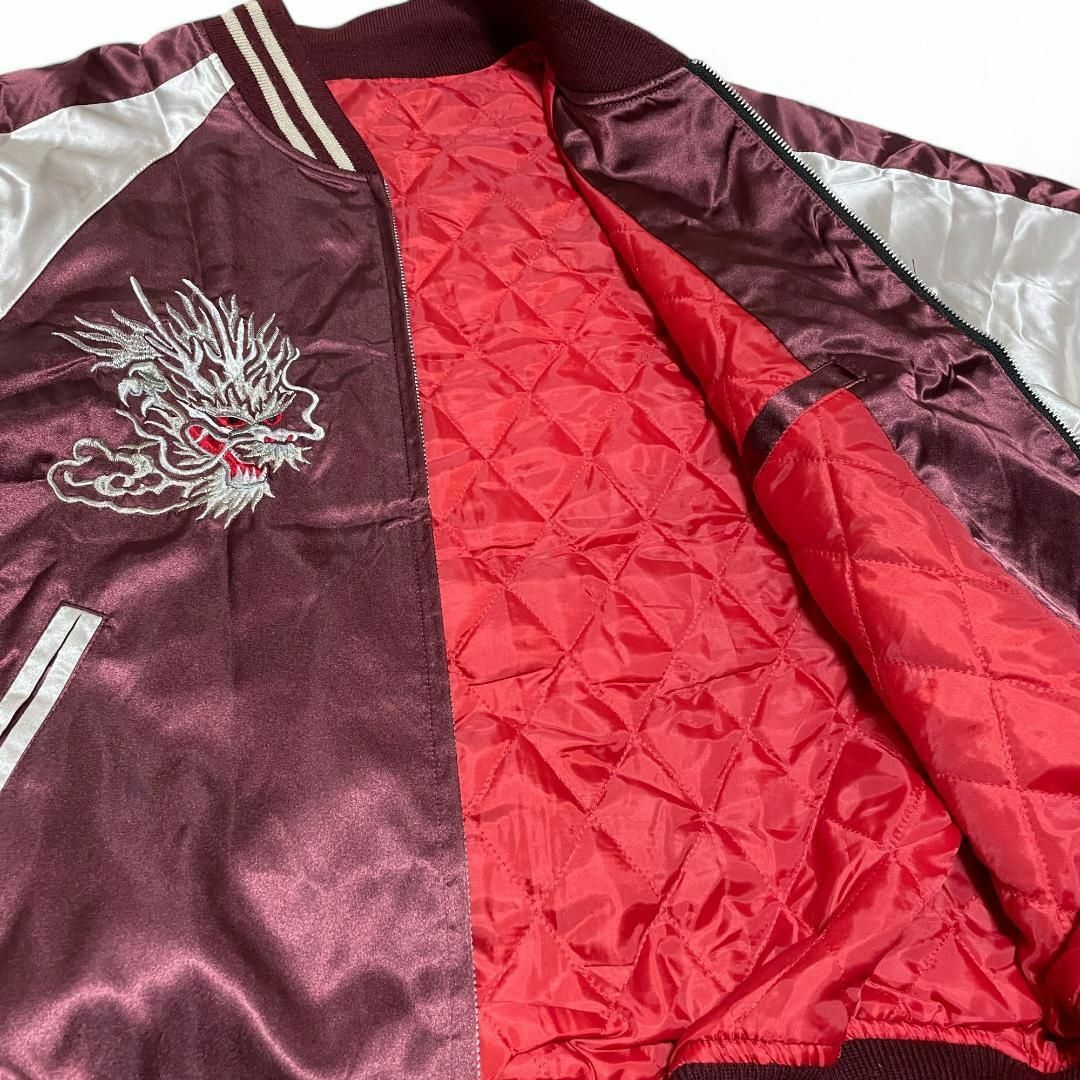 ART VINTAGE - hoshihimeスカジャン赤レッド古着刺繍和柄龍竜 ART VINTAGE - hoshihimeスカジャン赤レッド古着刺繍和柄龍竜