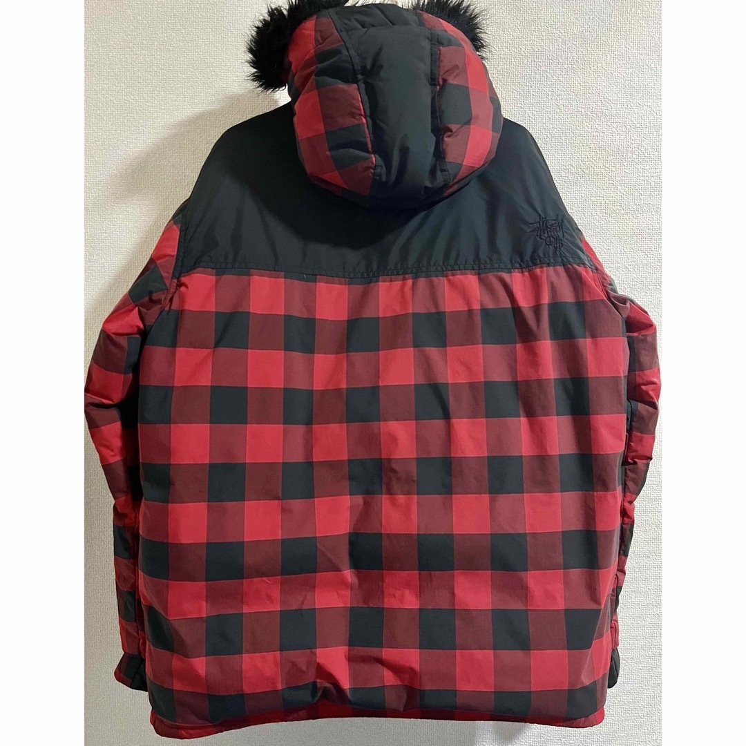 Stussy ファーダウンジャケット 90 00 赤ブロックチェック Stussy ファーダウンジャケット 90 00 赤ブロックチェック