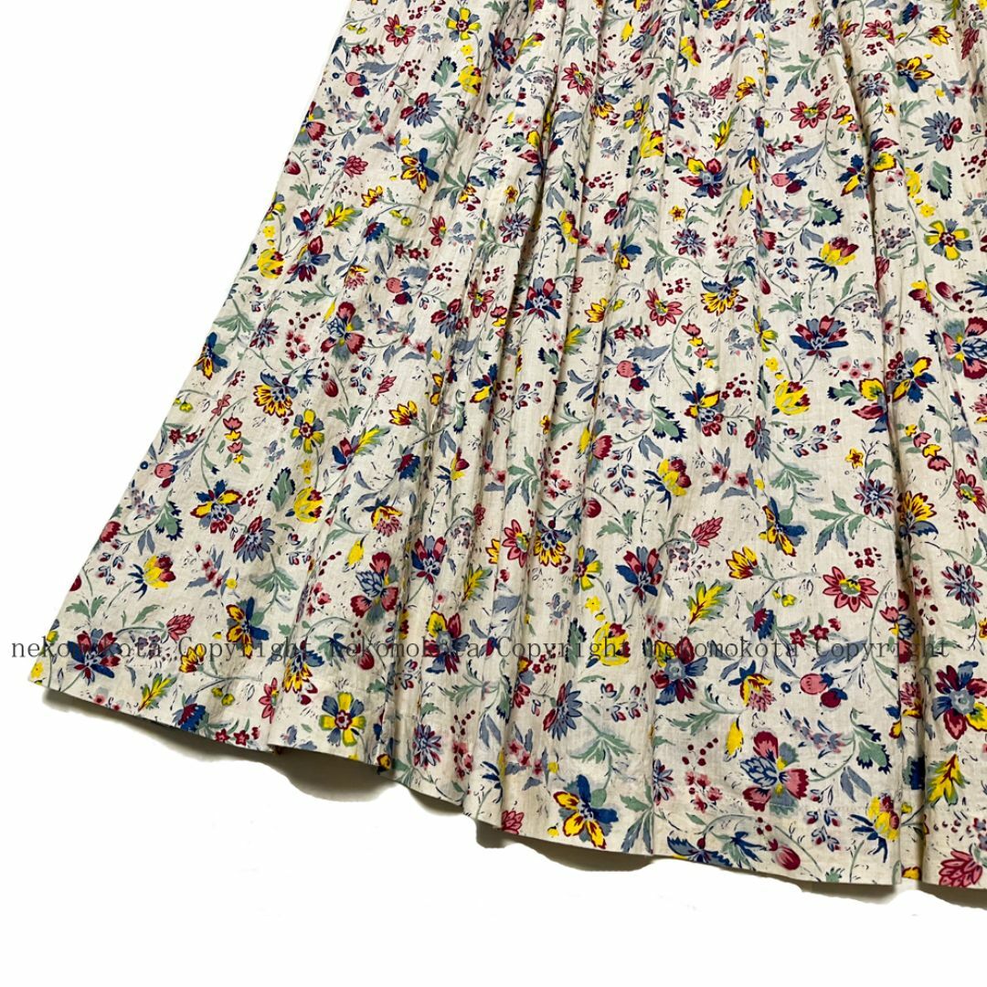 45R - 美品 45R インドカディ春花プリントのイージースカート 花 45R - 美品 45R インドカディ春花プリントのイージースカート 花