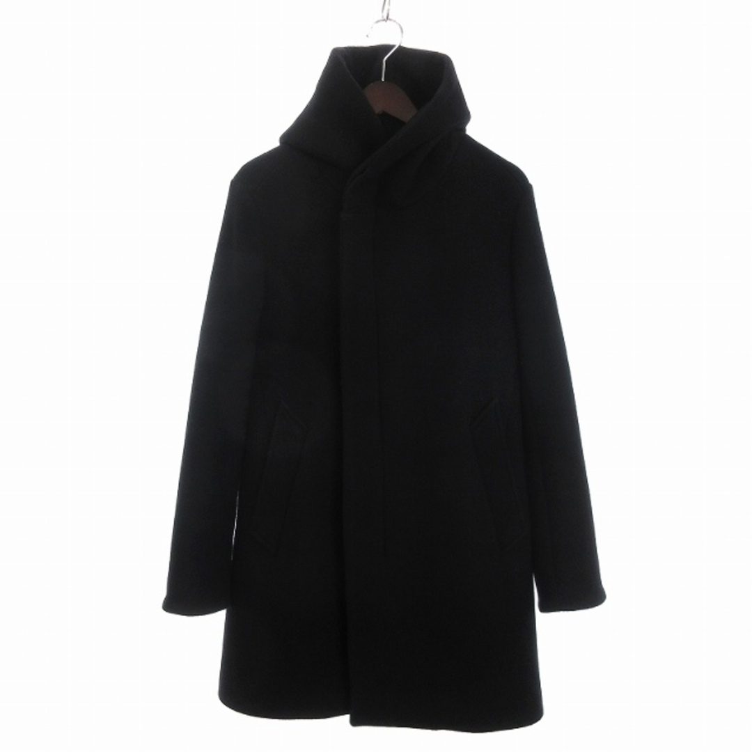 ウノピュウノウグァーレトレ WRAP NECK フーデットコート 黒 3 ウノピュウノウグァーレトレ WRAP NECK フーデットコート 黒 3