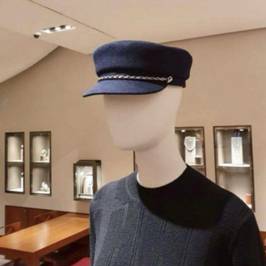 HERMES - エルメス キャスケット ネイビー シルバー金具 59の HERMES - エルメス キャスケット ネイビー シルバー金具 59の