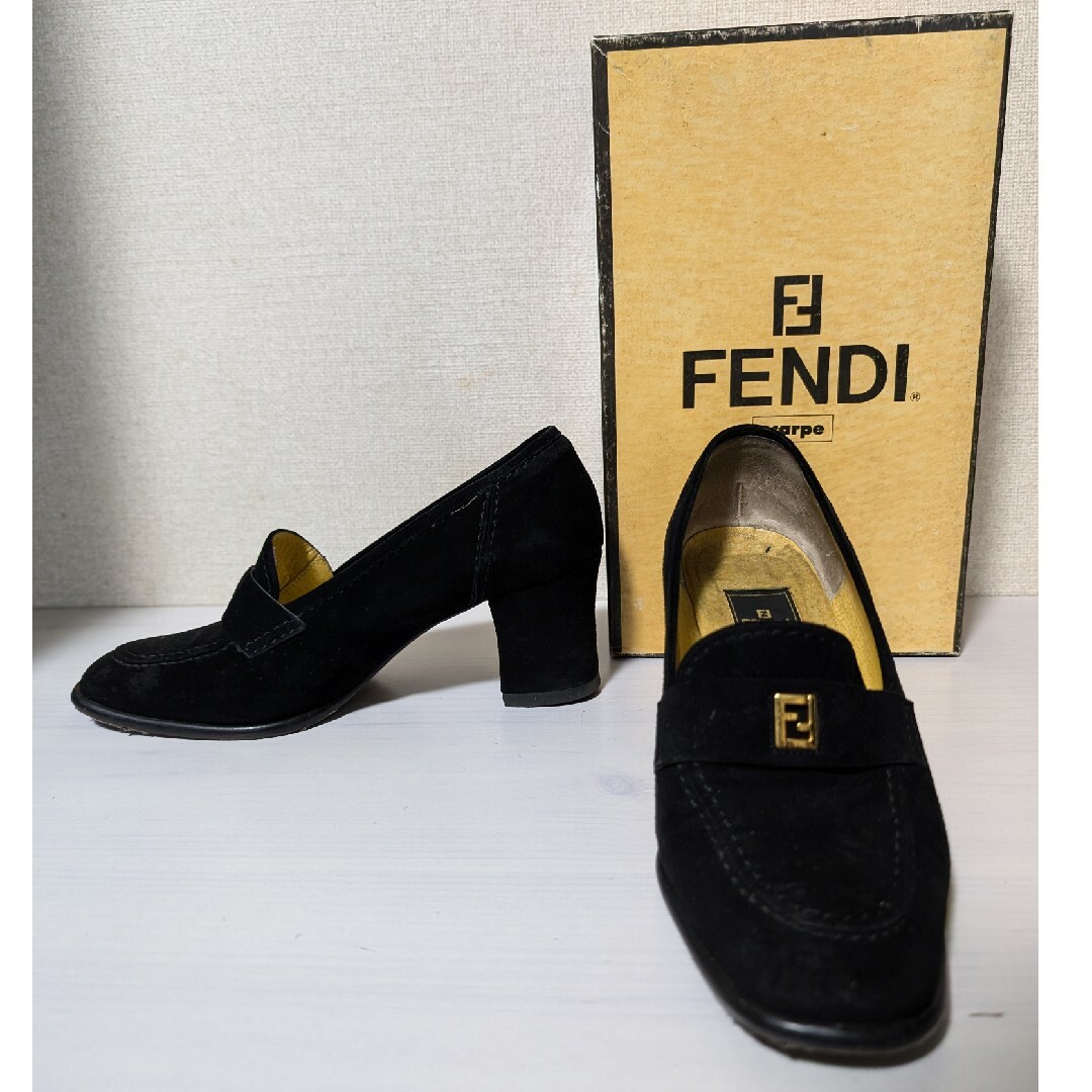 FENDI フェンディ 黒 スエード 36ハーフ パンプス ハイヒール FENDI フェンディ 黒 スエード 36ハーフ パンプス ハイヒール