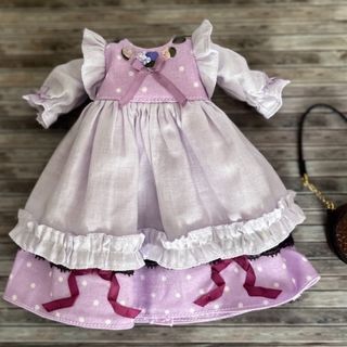 リカちゃん - 🪻カントリーガールエプロン風ワンピース(🍇リボン リカちゃん - 🪻カントリーガールエプロン風ワンピース(🍇リボン