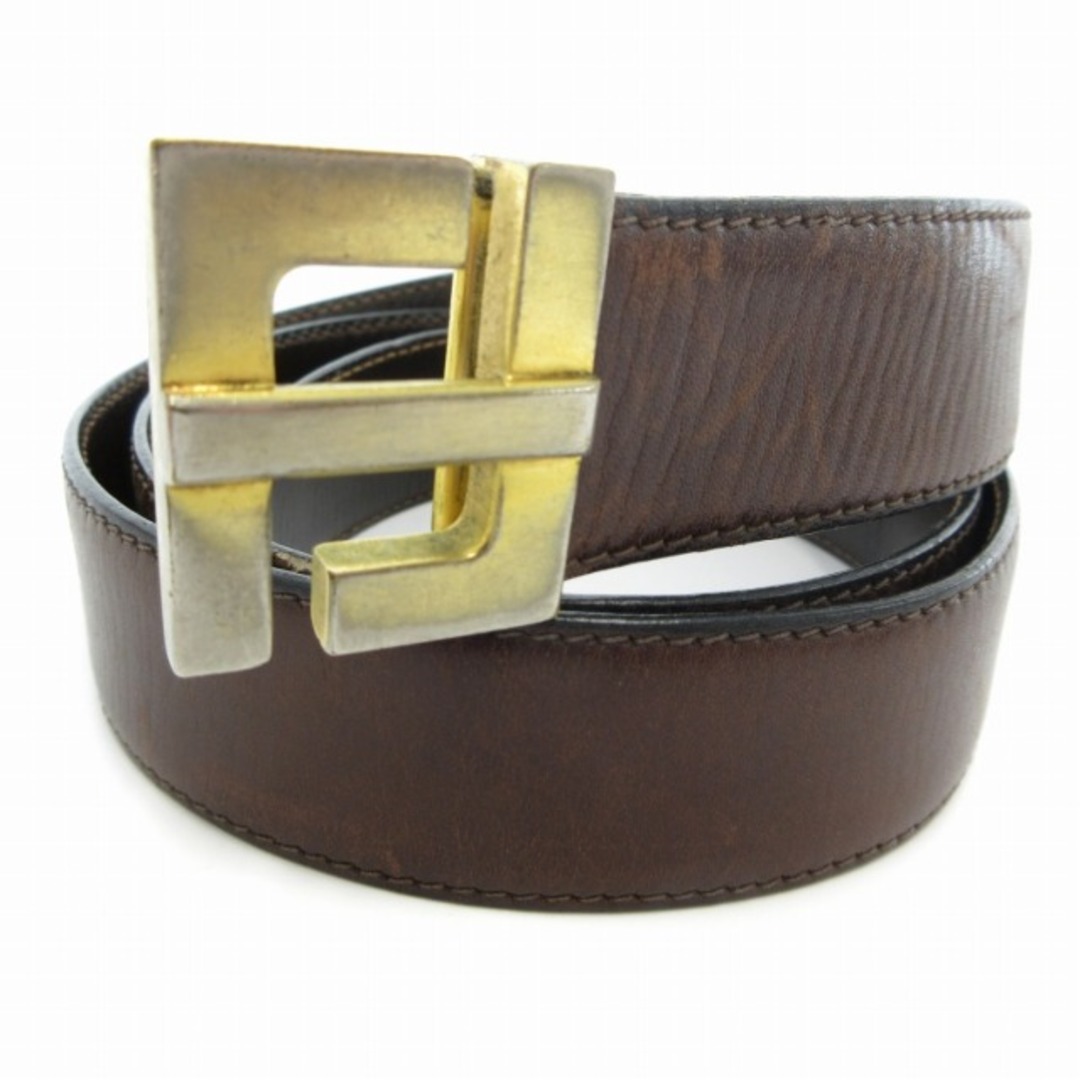 フェンディ FENDI レザーベルト ハトメ FFゴールド金具 85/34 茶 フェンディ FENDI レザーベルト ハトメ FFゴールド金具 85/34 茶
