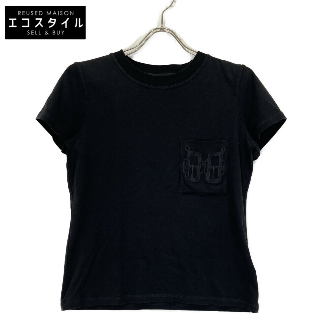 エルメス ブラック 胸ポケットTシャツ 38 エルメス ブラック 胸ポケットTシャツ 38
