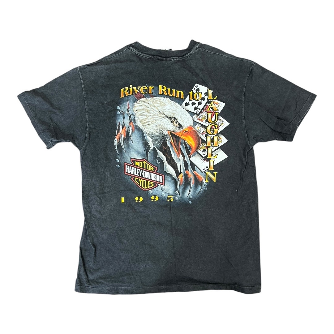 Harley Davidson - s ハーレーダビットソン　半袖　Tシャツ　鷹　バックプリント　綿100 黒
