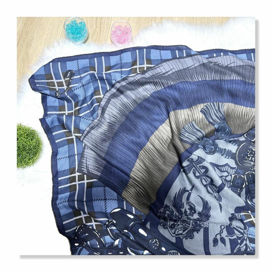 極美品】 エルメス カレ 100 カシシル シュヴァルパンク ブルー 極美品】 エルメス カレ 100 カシシル シュヴァルパンク ブルー