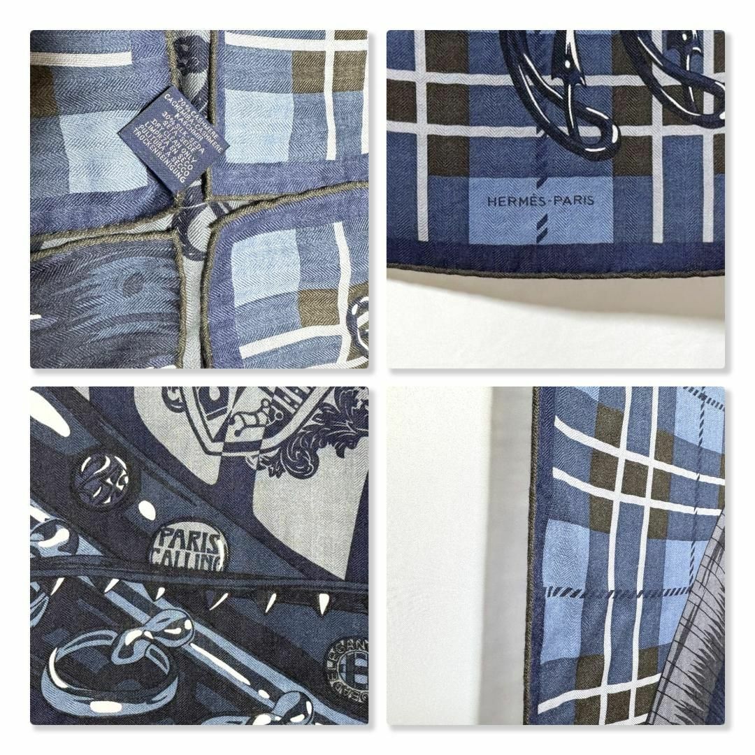 極美品】 エルメス カレ 100 カシシル シュヴァルパンク ブルー 極美品】 エルメス カレ 100 カシシル シュヴァルパンク ブルー