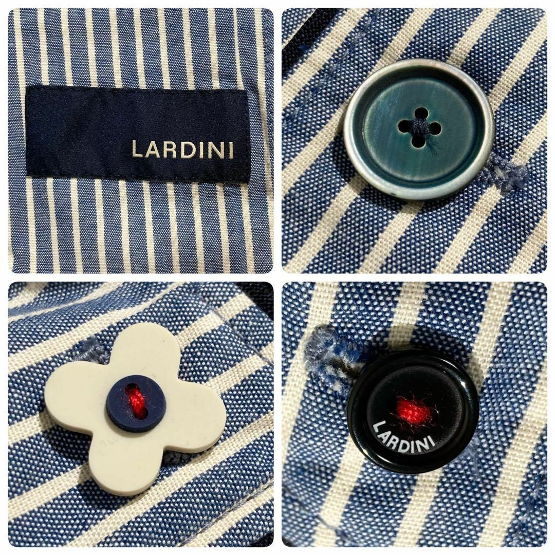 現行☆極美品】LARDINI ジャケット ブルー ストライプ 現行☆極美品】LARDINI ジャケット ブルー ストライプ