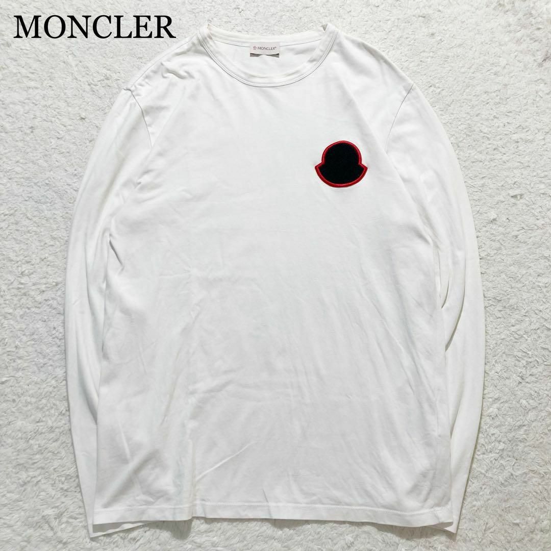 MONCLER - 【極美品】MONCLER Tシャツ ロンT 長袖 ホワイト MONCLER - 【極美品】MONCLER Tシャツ ロンT 長袖 ホワイト