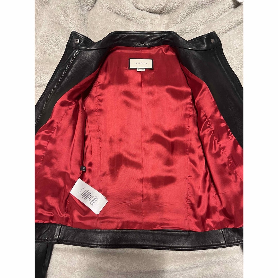 グッチ】シングル ライダース ジャケット ラムレザー GUCCI 40 グッチ】シングル ライダース ジャケット ラムレザー GUCCI 40