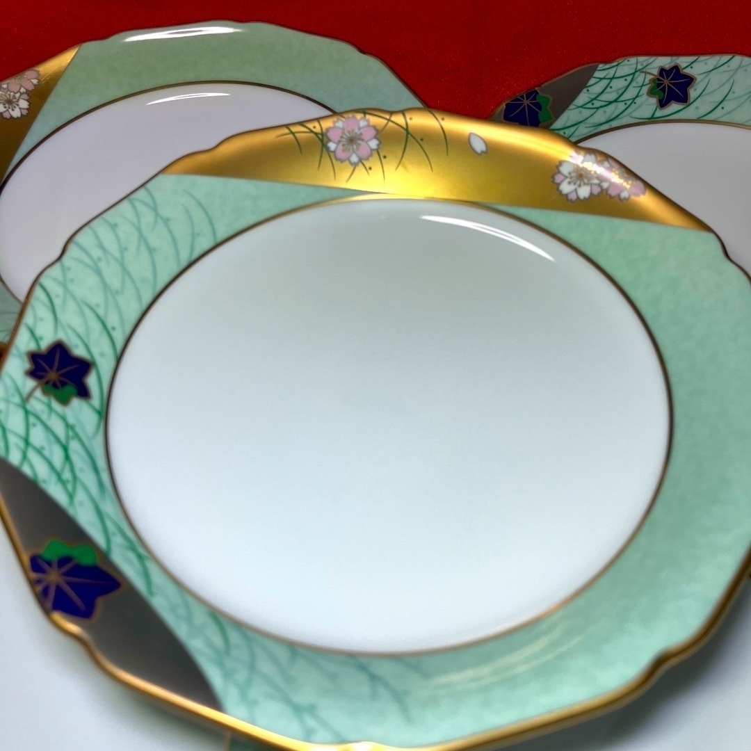 新品未使用　NORITAKE 大皿5枚セット Noritake - 乃りたけ 桜紅葉錦繍皿五枚揃 金彩和皿 中皿 未使用