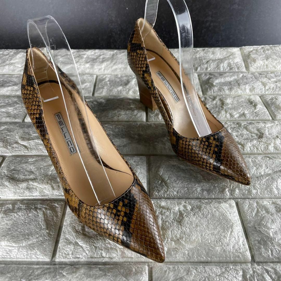 ☆新品 PELLICO ペリーコ パンプス チャンキーヒール パイソン 37.5 ☆新品 PELLICO ペリーコ パンプス チャンキーヒール パイソン 37.5