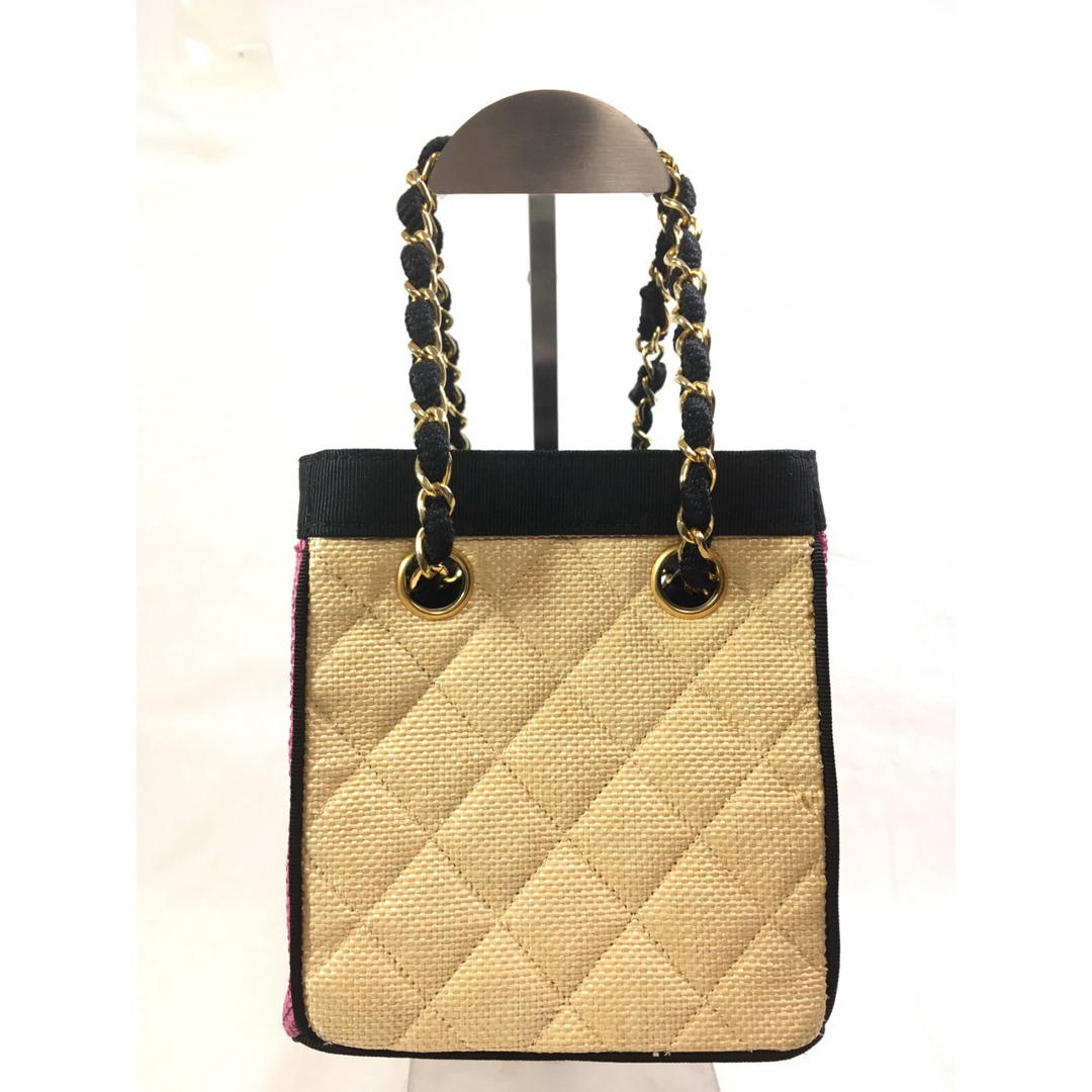 CHANEL - シャネル ストロー バイカラー ミニ ハンドバッグ CHANEL - シャネル ストロー バイカラー ミニ ハンドバッグ