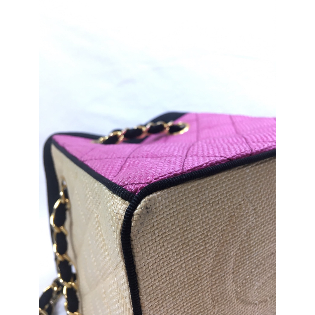 CHANEL - シャネル ストロー バイカラー ミニ ハンドバッグ CHANEL - シャネル ストロー バイカラー ミニ ハンドバッグ