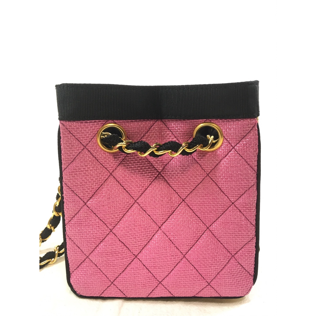 CHANEL - シャネル ストロー バイカラー ミニ ハンドバッグ CHANEL - シャネル ストロー バイカラー ミニ ハンドバッグ