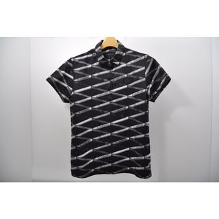 セントアンドリュース(St.Andrews)のcoco 中古 セントアンドリュース StANDREWS レディース 半袖ポロシャツ L 黒 ブラック ペイントダイヤプリント(ウエア)