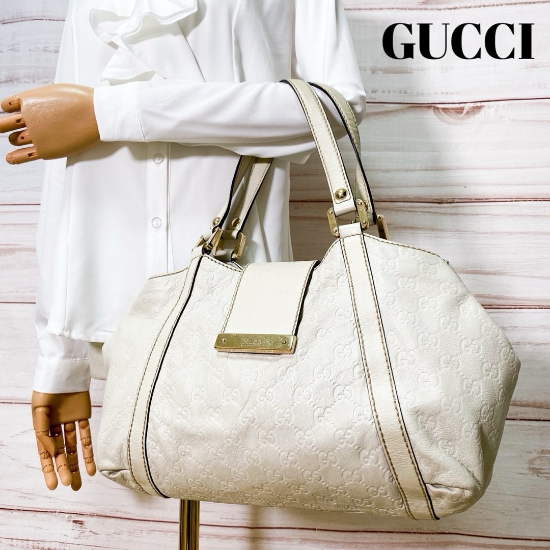 GUCCI グッチシマ トートバッグ レザー アイボリー 211937 GUCCI グッチシマ トートバッグ レザー アイボリー 211937