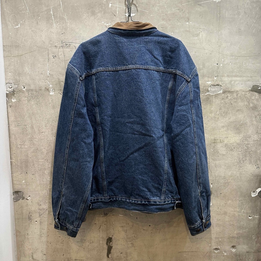 古着CANADA SPORTS WEAR 襟レザー デニムジャケット ジージャン 古着CANADA SPORTS WEAR 襟レザー デニムジャケット ジージャン