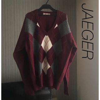 JAEGER - JAEGER イエガー ニット セーター メンズ アーガイル JAEGER - JAEGER イエガー ニット セーター メンズ アーガイル