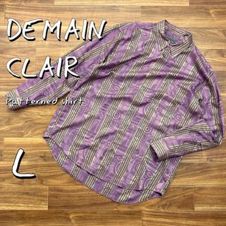 ナイガイ(NAIGAI)のDemain Clairドゥマンクレール ナイガイ製レーヨン混総柄シャツL 紫系(シャツ)