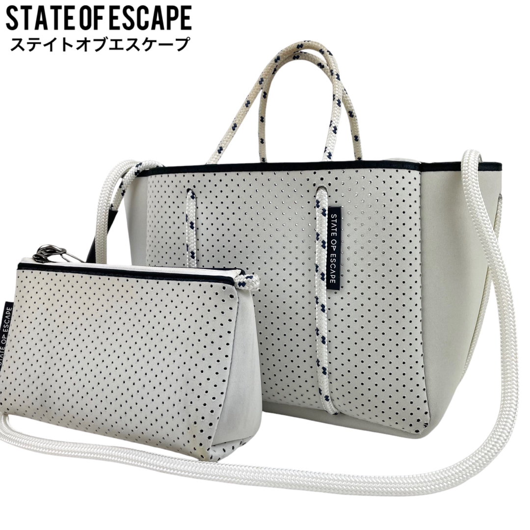良品 STATE OF ESCAPE ステイトオブエスケープ トートバッグ 白系 良品 STATE OF ESCAPE ステイトオブエスケープ トートバッグ 白系