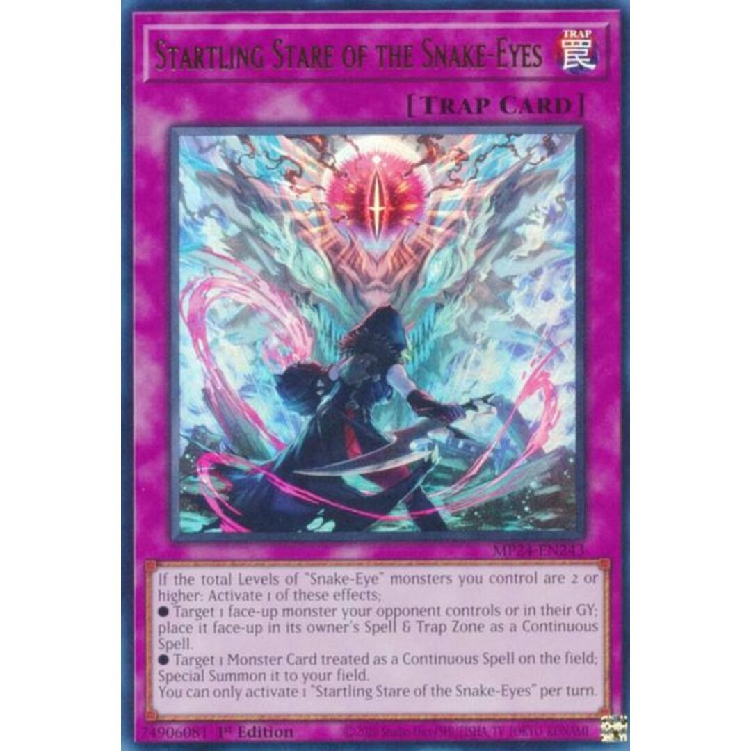 遊戯王 MP24-EN243 睨み統べるスネークアイズ Startling Stare of the Snake-Eyes (英語版 1st Edition ウルトラレア) 25th Anniversary Tin:Dueling Mirrors Mega Pack エンタメ/ホビーのアニメグッズ(その他)の商品写真