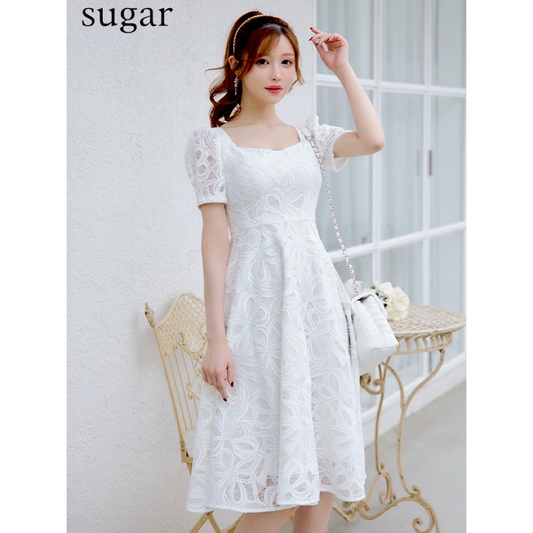 24006*GINZA COUTURE*フェミニン総レースミディアムドレスwhM 24006*GINZA COUTURE*フェミニン総レースミディアムドレスwhM