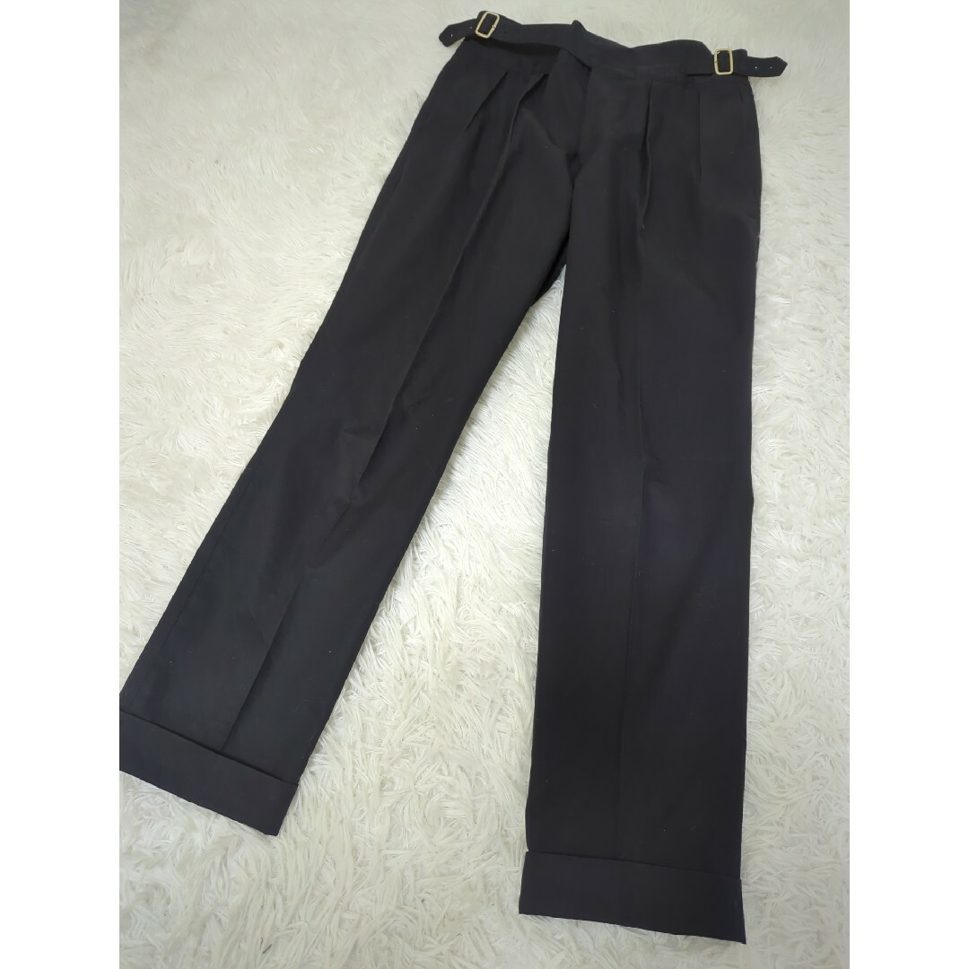 美品 ETONNE コットン M 紺 スラックス サイドベルト 美品 ETONNE コットン M 紺 スラックス サイドベルト