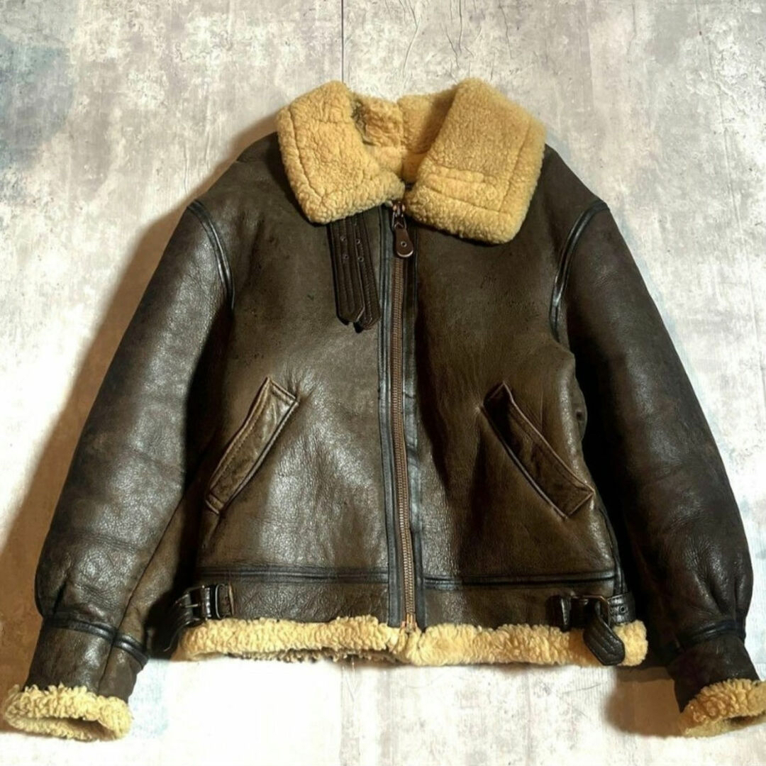 90's✨リアルムートン レザージャケット ボアブルゾン B-3 本革 90's✨リアルムートン レザージャケット ボアブルゾン B-3 本革