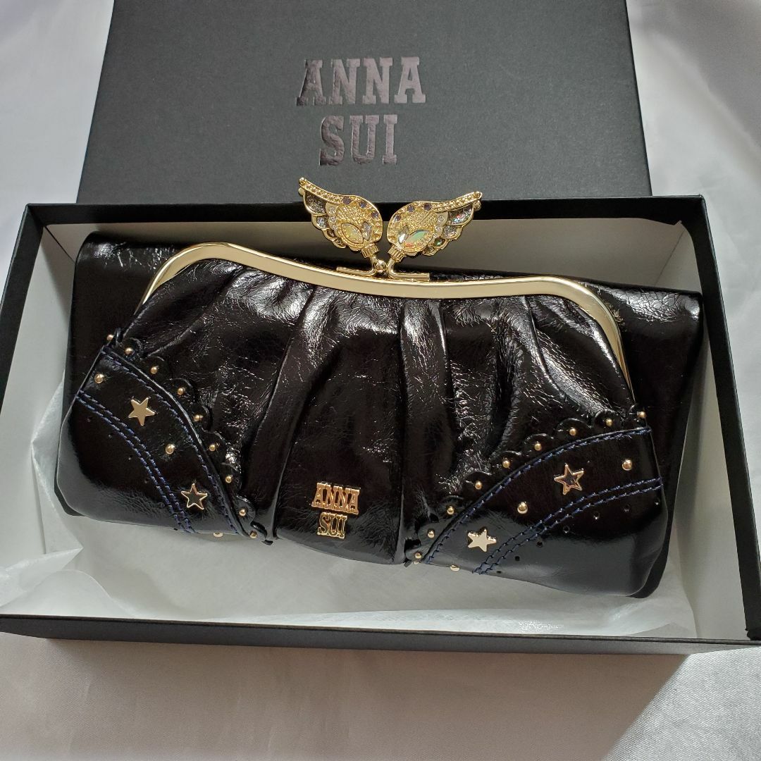 ブラック アナスイ ANNA SUI がま口 長財布 ガマ口 ニケ 新品 ブラック アナスイ ANNA SUI がま口 長財布 ガマ口 ニケ 新品
