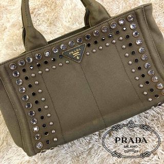 PRADA - 良品◆ PRADA トートバッグ  カナパトート スタッズ トライアングルロゴ