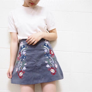 フラワー(flower)のjumelle ジュメロ 刺繍台形スカート(ミニスカート)