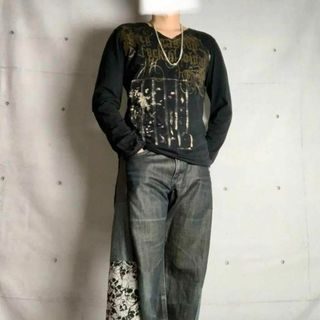 VINTAGE - vintage y2k バギーデニム バギーパンツ ブラックデニム 生地◎の通販 by pepe セット割します|ヴィンテージ ならラクマ VINTAGE - vintage y2k バギーデニム バギーパンツ ブラックデニム 生地◎の通販 by pepe セット割します|ヴィンテージ ならラクマ