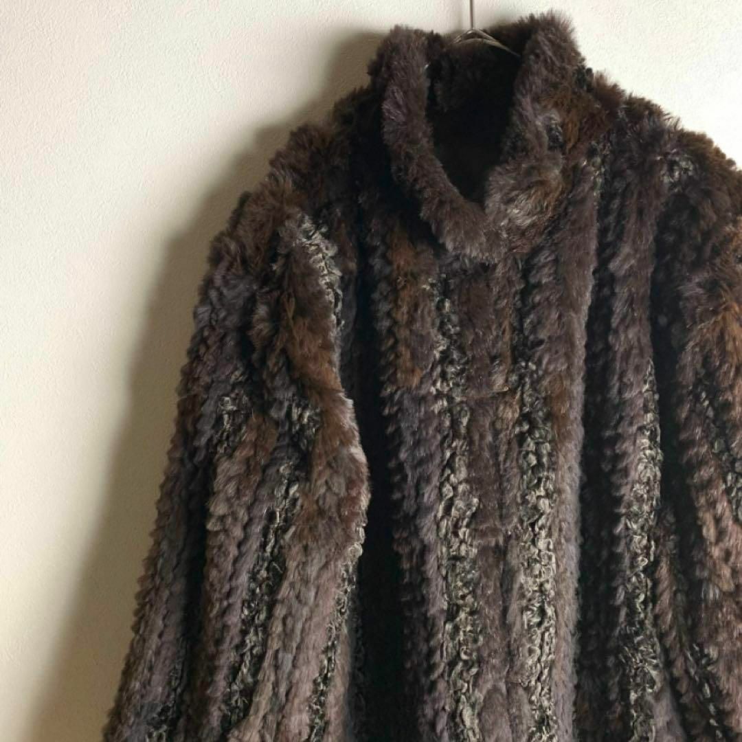 VINTAGE - 【ファーコート　ダークブラウン　ヴィンテージ感　フックボタン　古着】