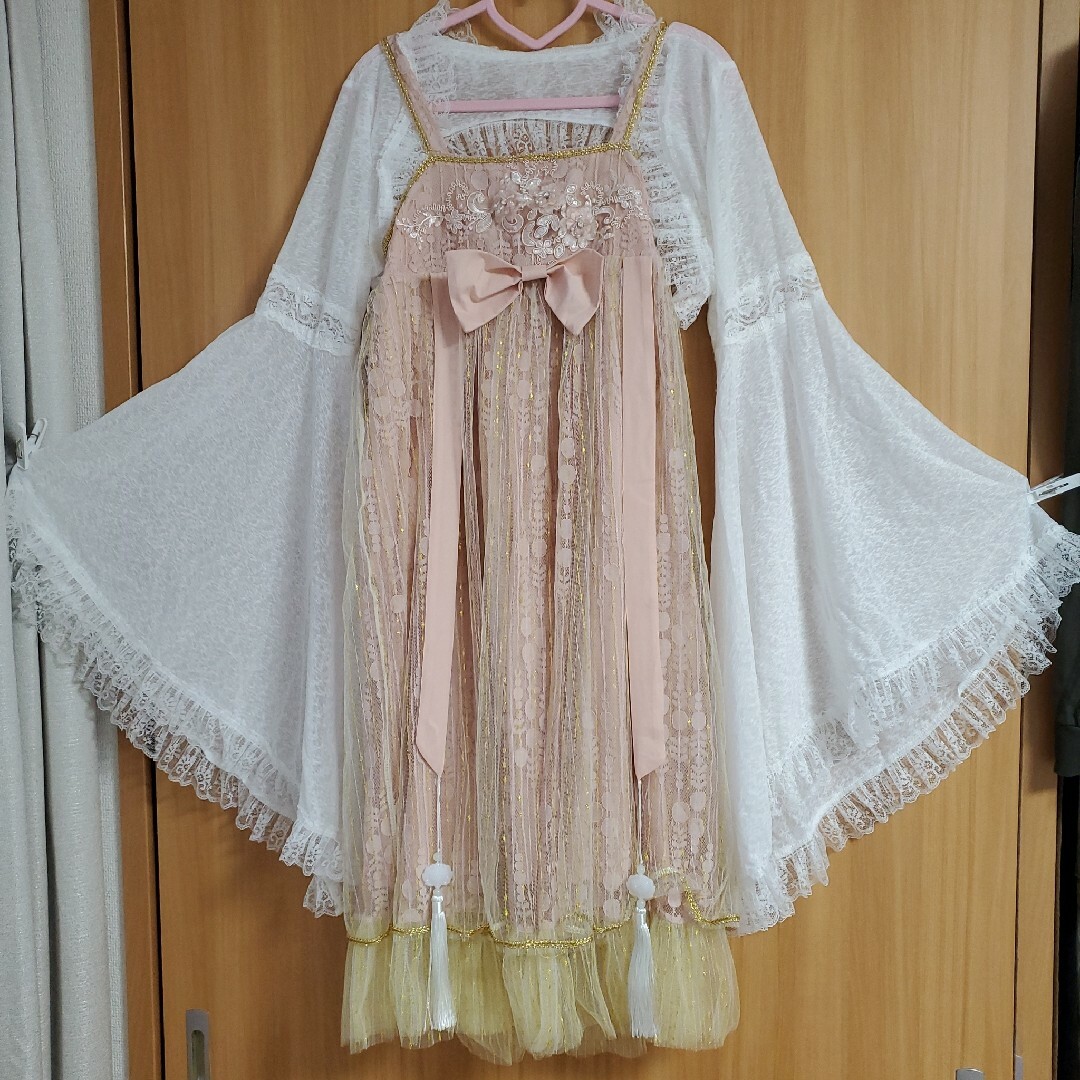 漢服 ロリータ ピンク 華ロリ 和ロリ 着物 レース 羽織の通販 by 漢服 ロリータ ピンク 華ロリ 和ロリ 着物 レース 羽織の通販 by