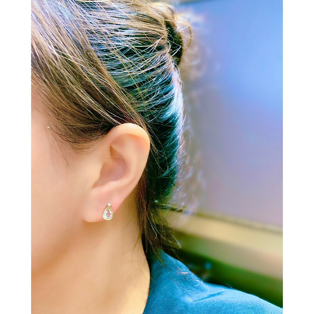 天然ダイヤモンド付きアクアマリンピアスk18 ピアス 天然ダイヤモンド付きアクアマリンピアスk18 ピアス