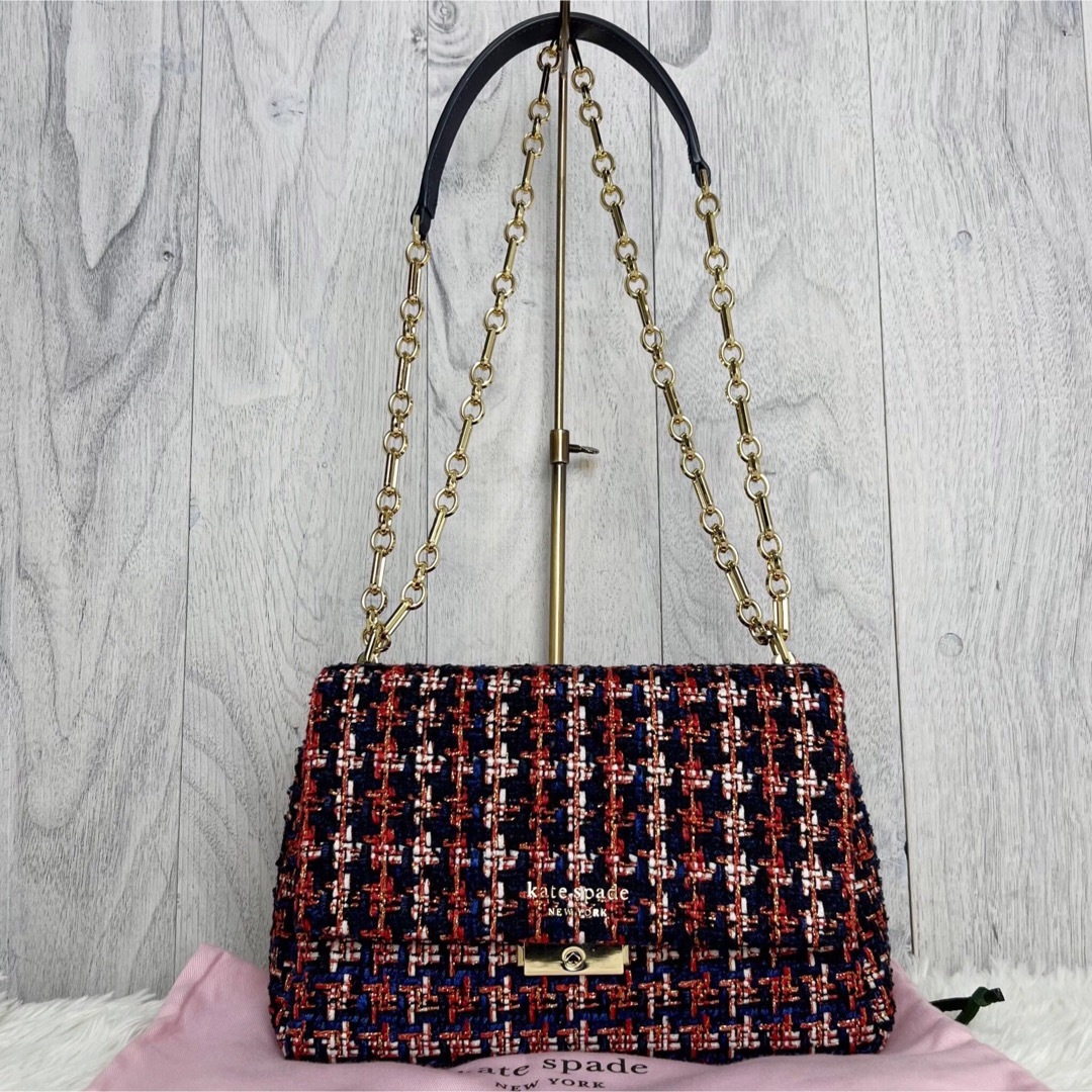 極美品♡ケイトスペード ブランドロゴ ツイード チェーン 極美品♡ケイトスペード ブランドロゴ ツイード チェーン