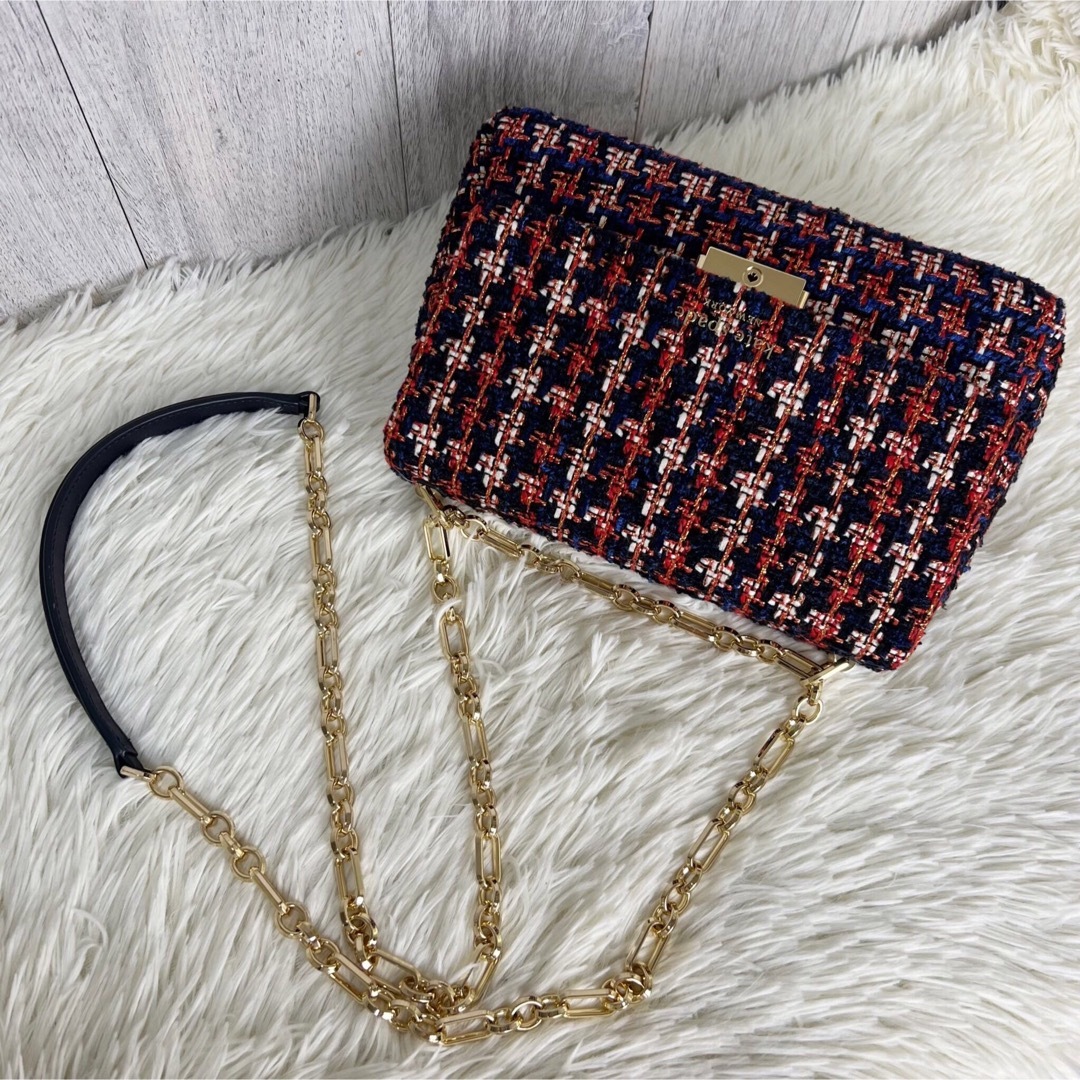 極美品♡ケイトスペード ブランドロゴ ツイード チェーン 極美品♡ケイトスペード ブランドロゴ ツイード チェーン