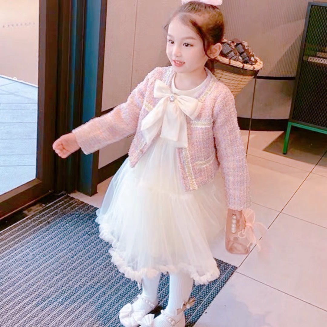 120cm女の子ピンクツイードフォーマルスーツセットアップ♥発表 120cm女の子ピンクツイードフォーマルスーツセットアップ♥発表
