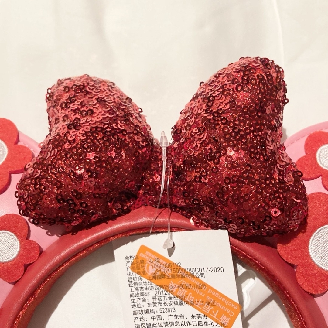 Disney - フラワー お花 ミニー カチューシャ 赤 ピンク