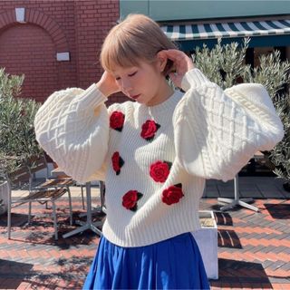 POPPYフラワーラインニット あさぎーにょ POPPY tokyo あさぎーにょ フラワーラインニット