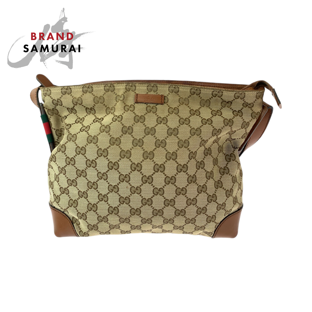GUCCI - 美品 GUCCI グッチ シェリーライン 男女兼用 ブラウン シルバー金具 GGキャンバス 337598 ショルダーバッグ メッセンジャーバッグ レディース 409115 【中古】