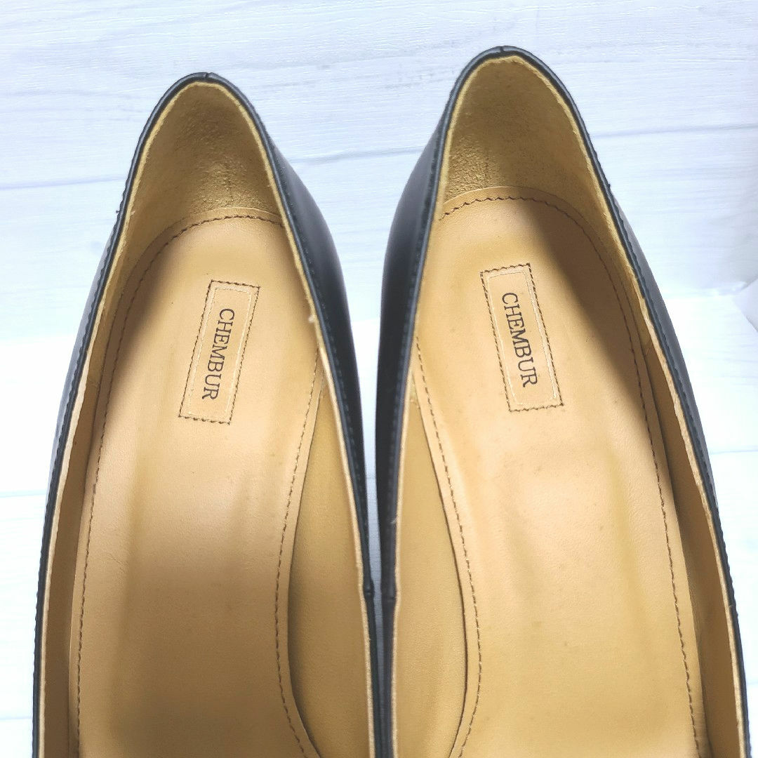 CHEMBUR - 美品☆CHEMBUR☆レザー パンプス☆37(24cm)☆黒☆の CHEMBUR - 美品☆CHEMBUR☆レザー パンプス☆37(24cm)☆黒☆の