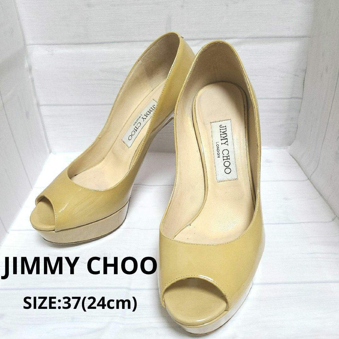 美品☆JIMMY CHOO☆エナメルパンプス☆37(24cm)☆ベージュ☆ 美品☆JIMMY CHOO☆エナメルパンプス☆37(24cm)☆ベージュ☆