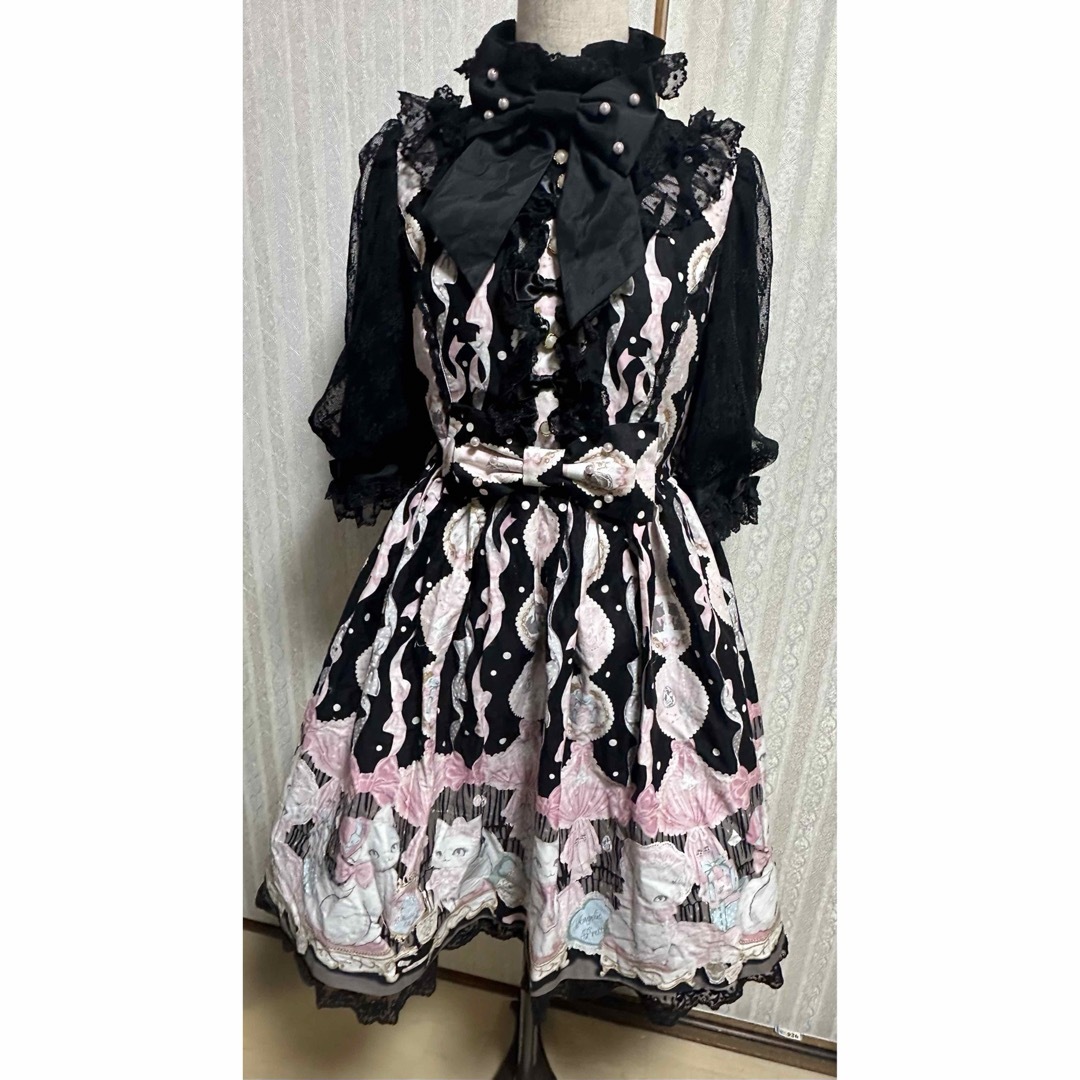 Angelic Pretty Dolly Cat ワンピース クロ ひざ丈ワンピース Angelic Pretty Dolly Cat ワンピース クロ ひざ丈ワンピース